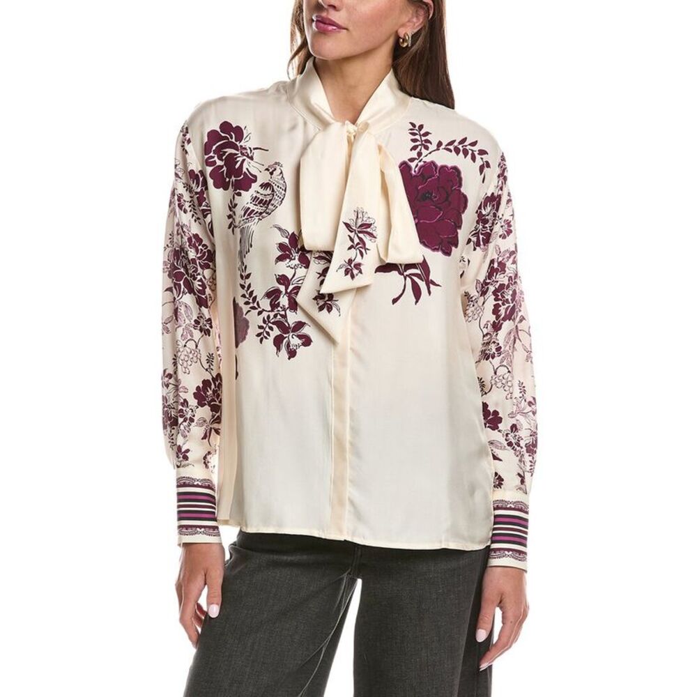 Johnny Was Womens  Jornada Silk-Blend Blouse